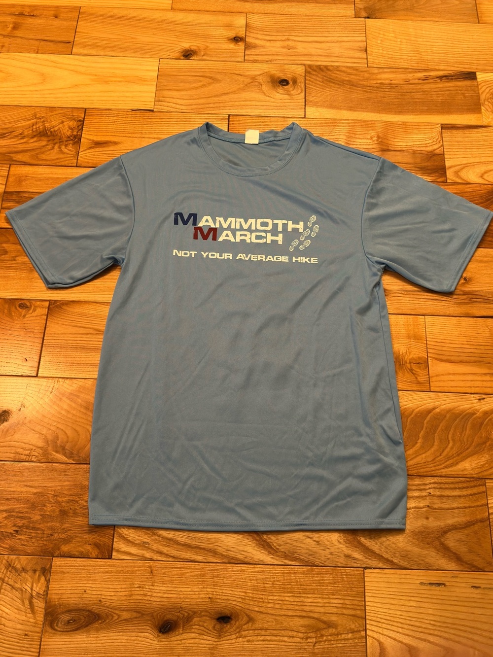 MammothMarch Light Blue Finisher Performance Tee, Unisex Medium